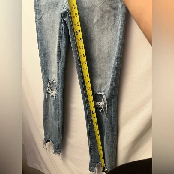 L'AGENCE High Line High Rise Skinny Distressed Frayed raw-cut cuffs Jeans 25 - Picture 7 of 11